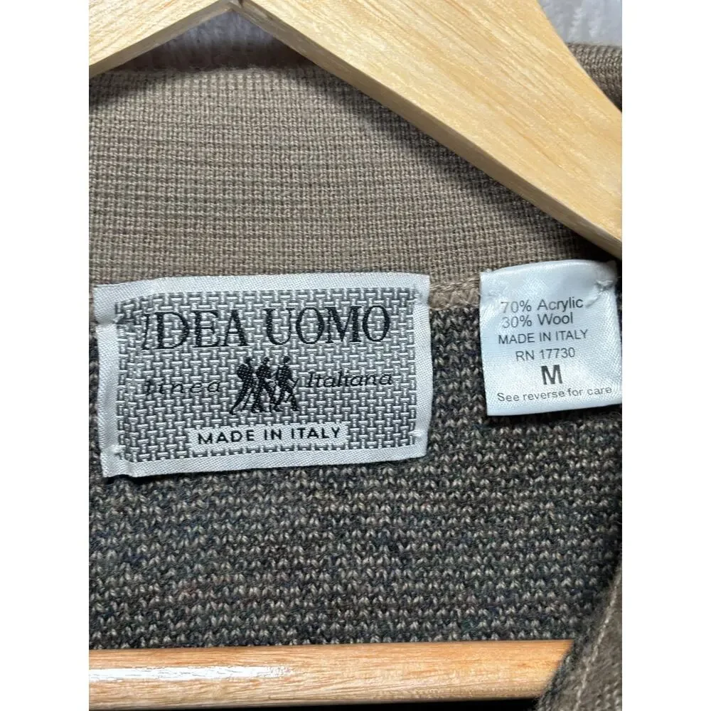 Vintage Idea Uomo Made in Italy Acrylic Wool Collared Long Sleeve Sweater Mens M